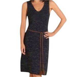 Soft Surroundings Size XS Crochet Knit Belted Midi Dress Black/GoldMetallic Boho
